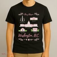 Washington Dc Cherry Blossom Monument T-Shirt thumb 3
