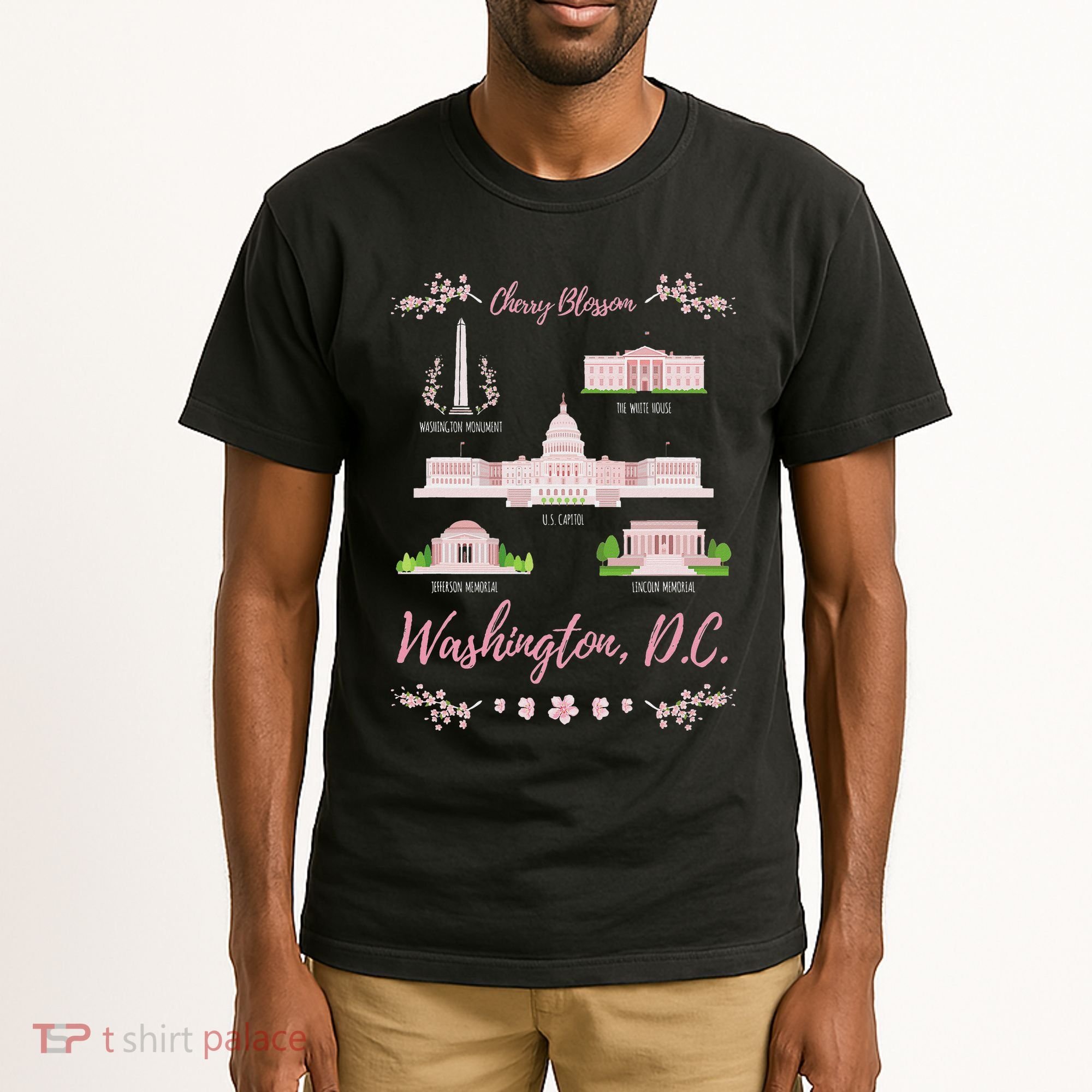 Washington Dc Cherry Blossom Monument Tall T-Shirt