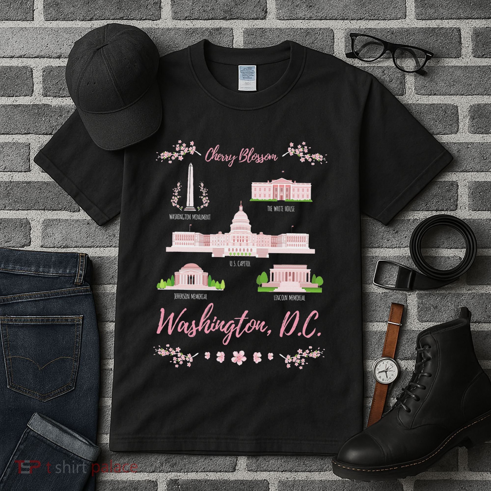 Washington Dc Cherry Blossom Monument Tall T-Shirt