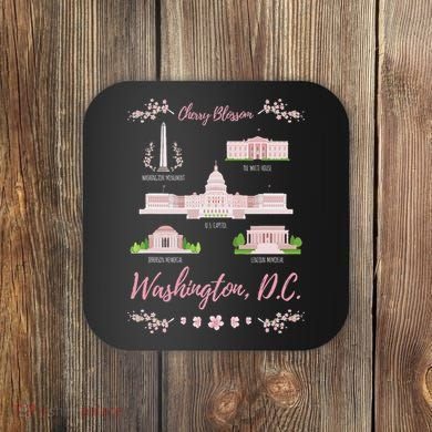 Washington Dc Cherry Blossom Monument Coaster