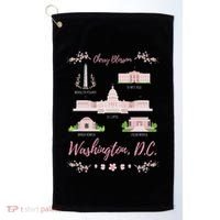 Washington Dc Cherry Blossom Monument Golf Towel thumb 0