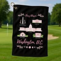 Washington Dc Cherry Blossom Monument Golf Towel thumb 1