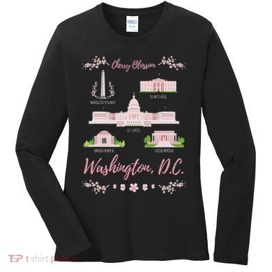 Washington Dc Cherry Blossom Monument Women's Long Sleeve Shirt