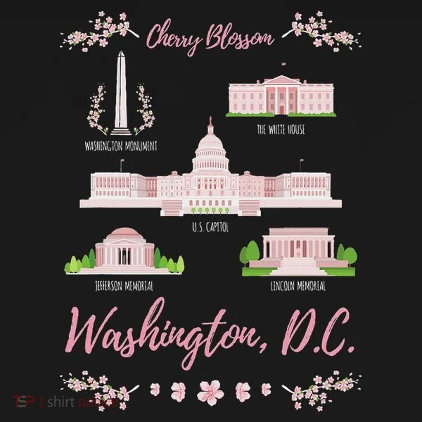 Washington Dc Cherry Blossom Monument Women's Long Sleeve Shirt