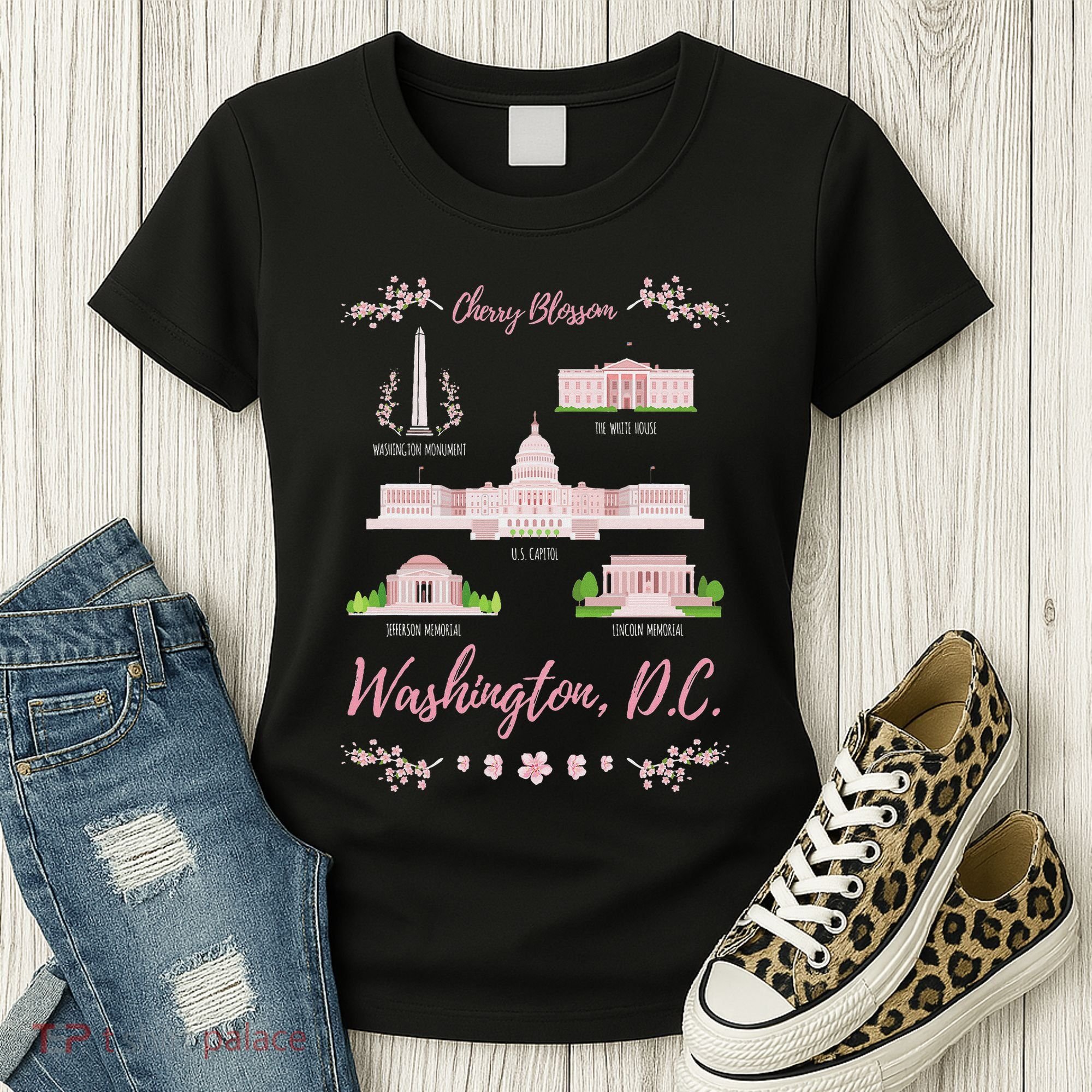 Washington Dc Cherry Blossom Monument Women's T-Shirt