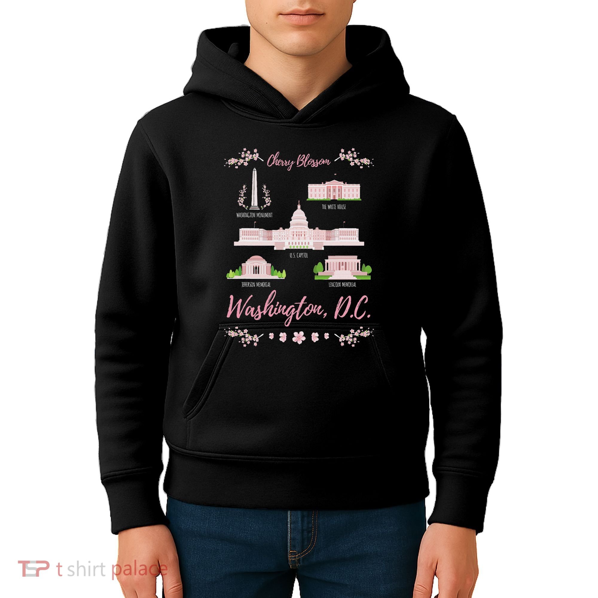 Washington Dc Cherry Blossom Monument Kids Hoodie