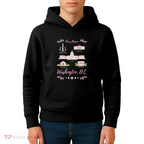 Washington Dc Cherry Blossom Monument Kids Hoodie