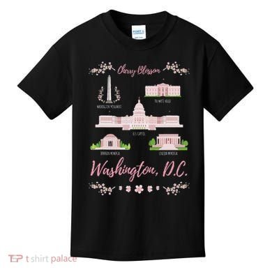 Washington Dc Cherry Blossom Monument Kids T-Shirt
