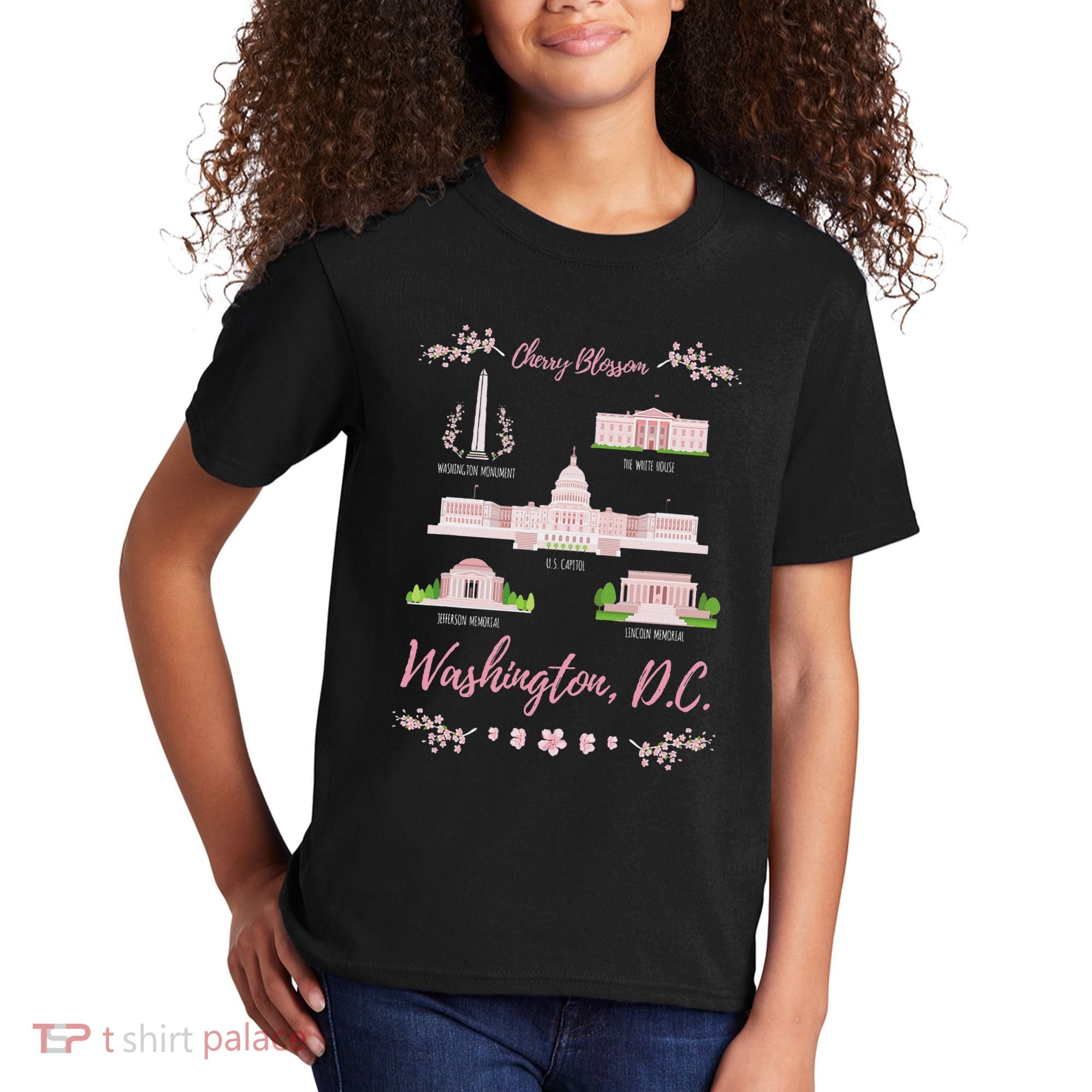 Washington Dc Cherry Blossom Monument Kids T-Shirt