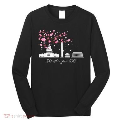 Washington Dc Cherry Blossoms Monuments Memorials Long Sleeve Shirt