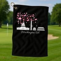 Washington Dc Cherry Blossoms Monuments Memorials Golf Towel thumb 1