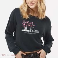 Washington Dc Cherry Blossoms Monuments Memorials Cropped Pullover Crew thumb 2
