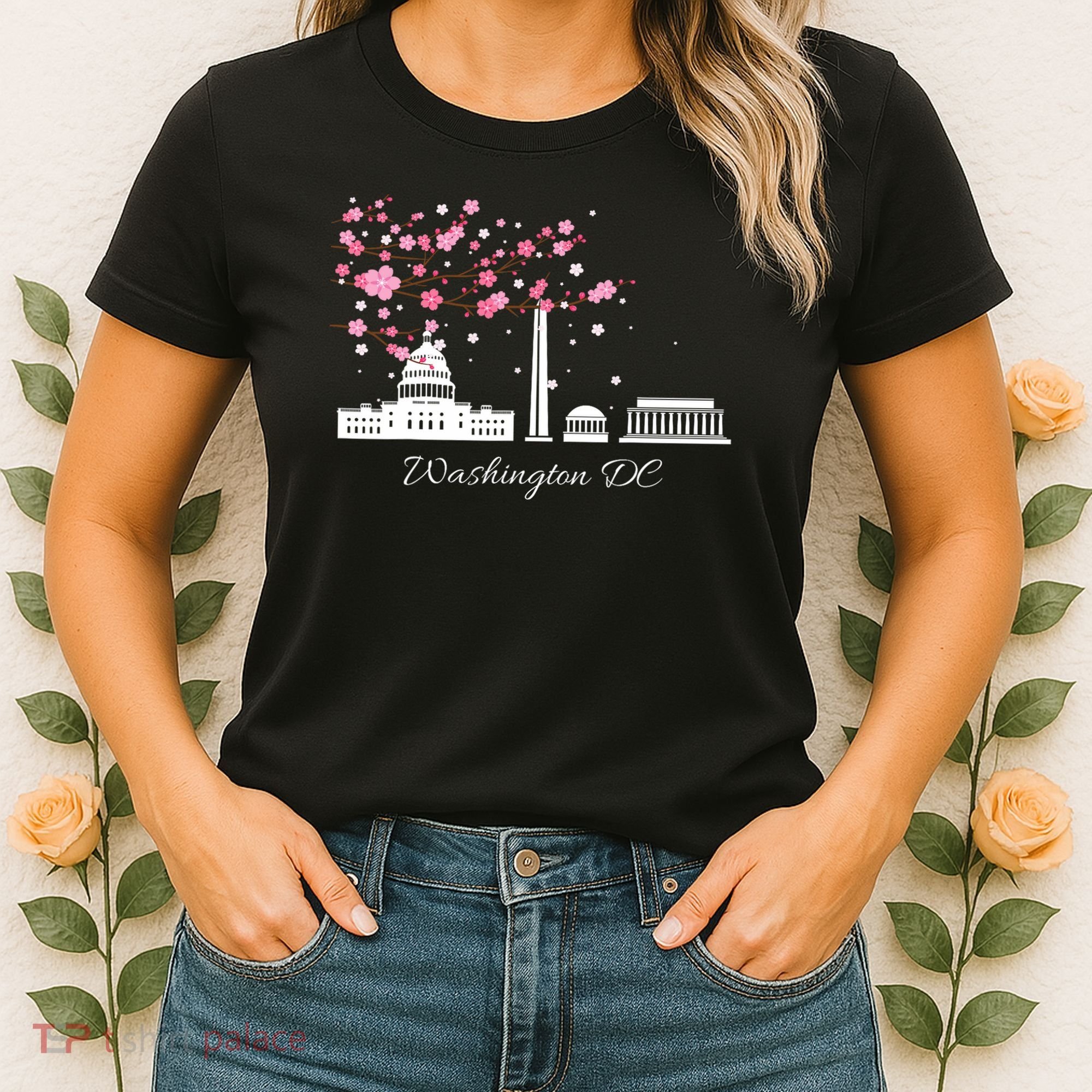Washington Dc Cherry Blossoms Monuments Memorials Women's T-Shirt