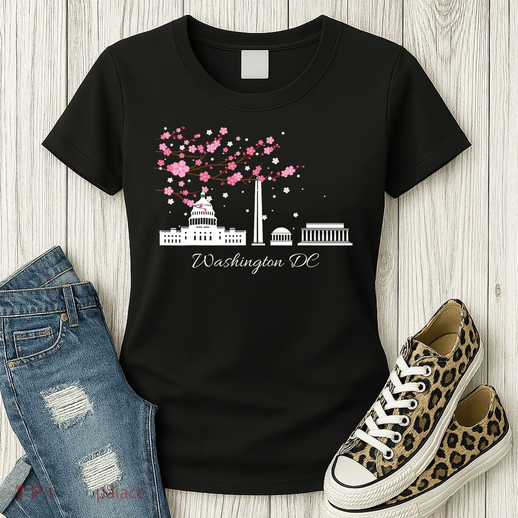 Washington Dc Cherry Blossoms Monuments Memorials Women's T-Shirt