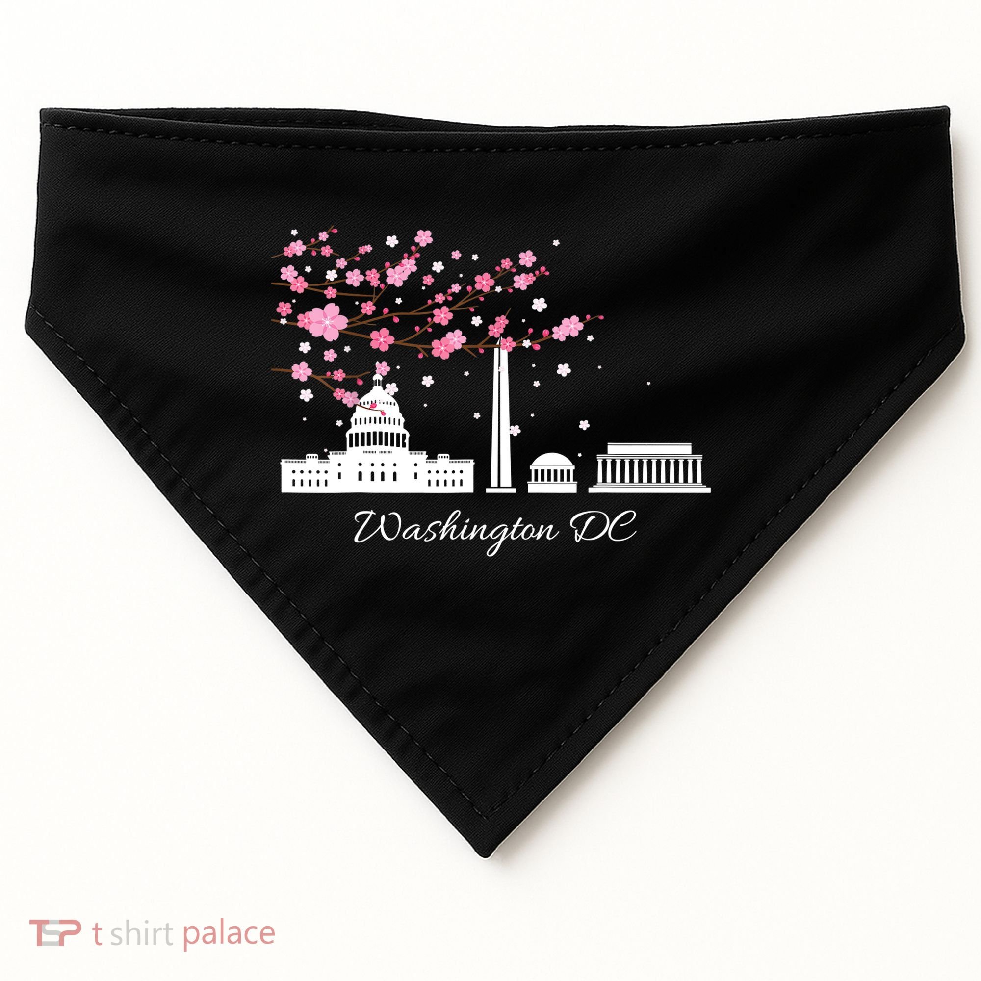 Washington DC Cherry Blossoms Monuments Memorials TShirt USA-Made Doggie Bandana