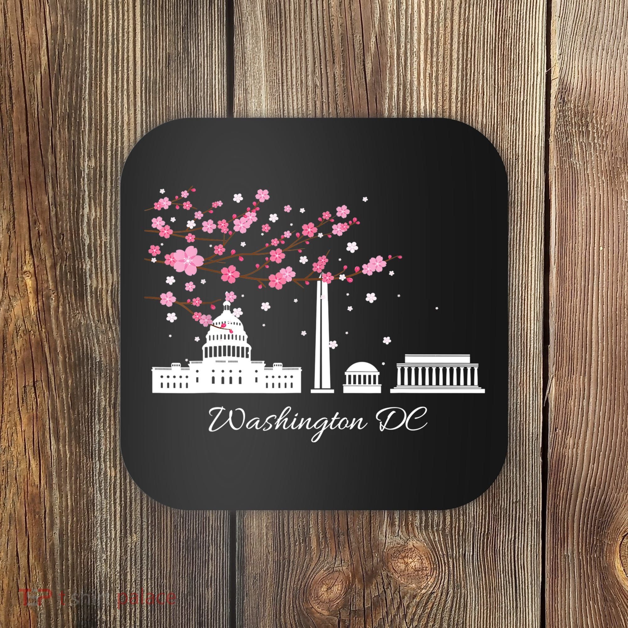 Washington DC Cherry Blossoms Monuments Memorials TShirt Coaster