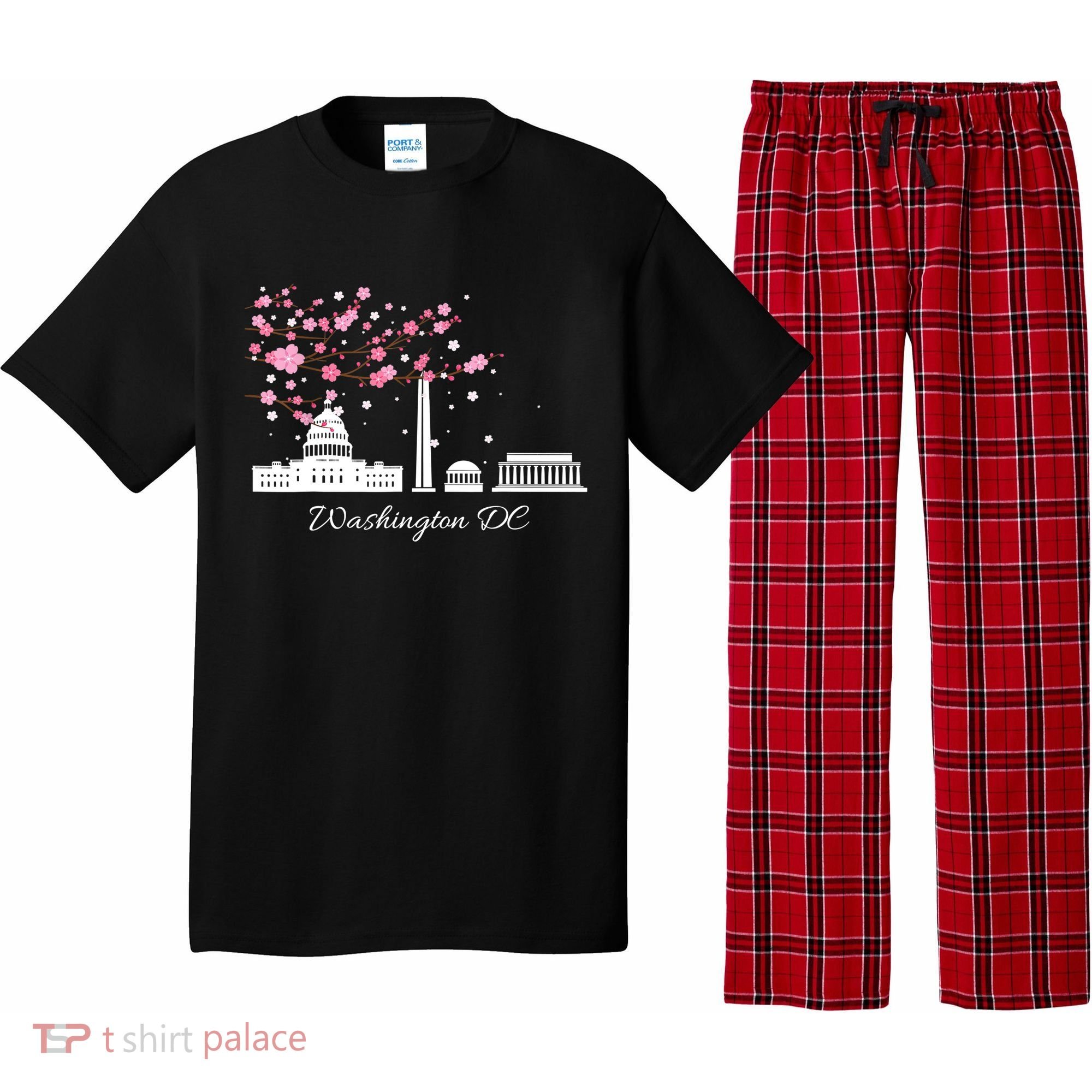 Washington DC Cherry Blossoms Monuments Memorials TShirt Pajama Set