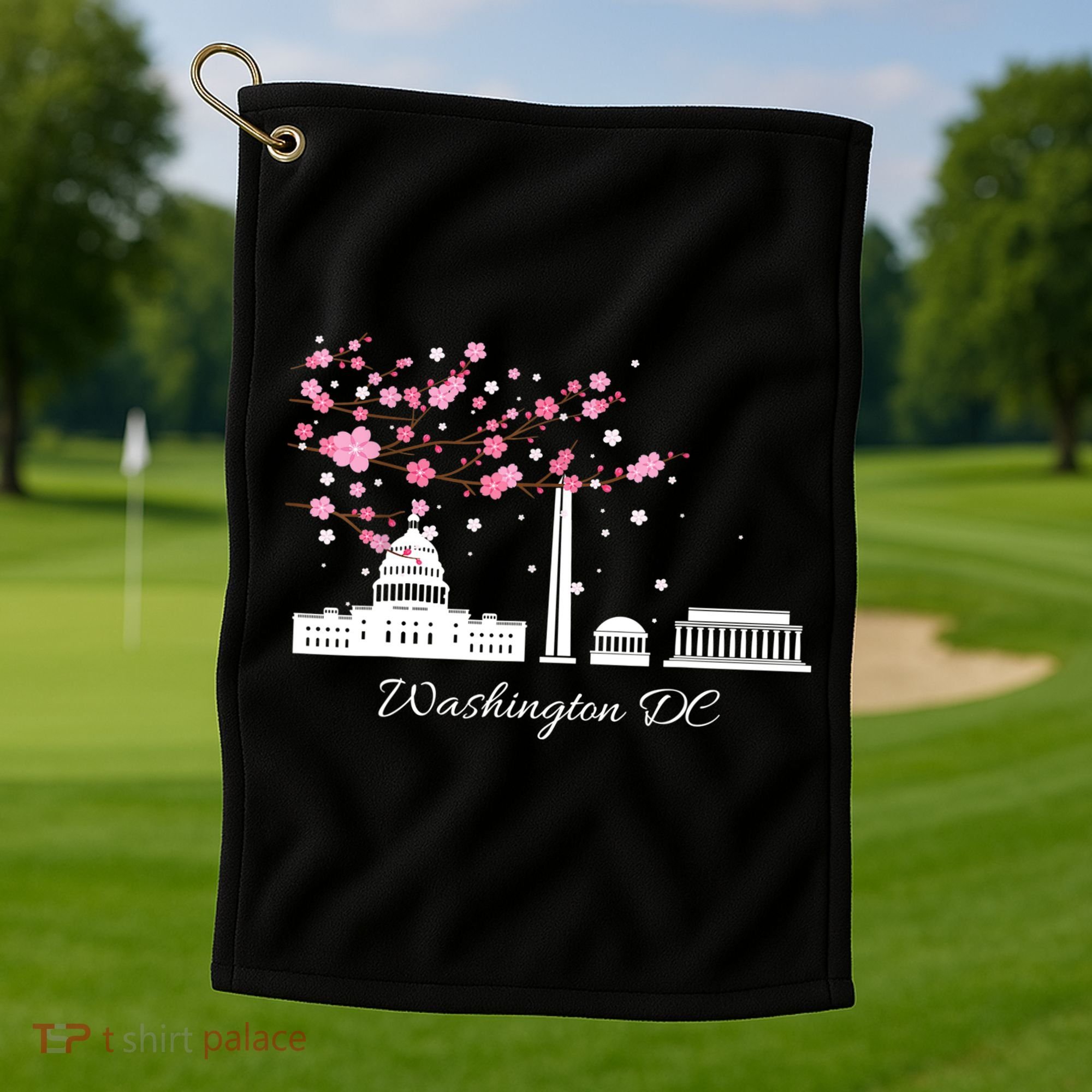 Washington DC Cherry Blossoms Monuments Memorials TShirt Golf Towel