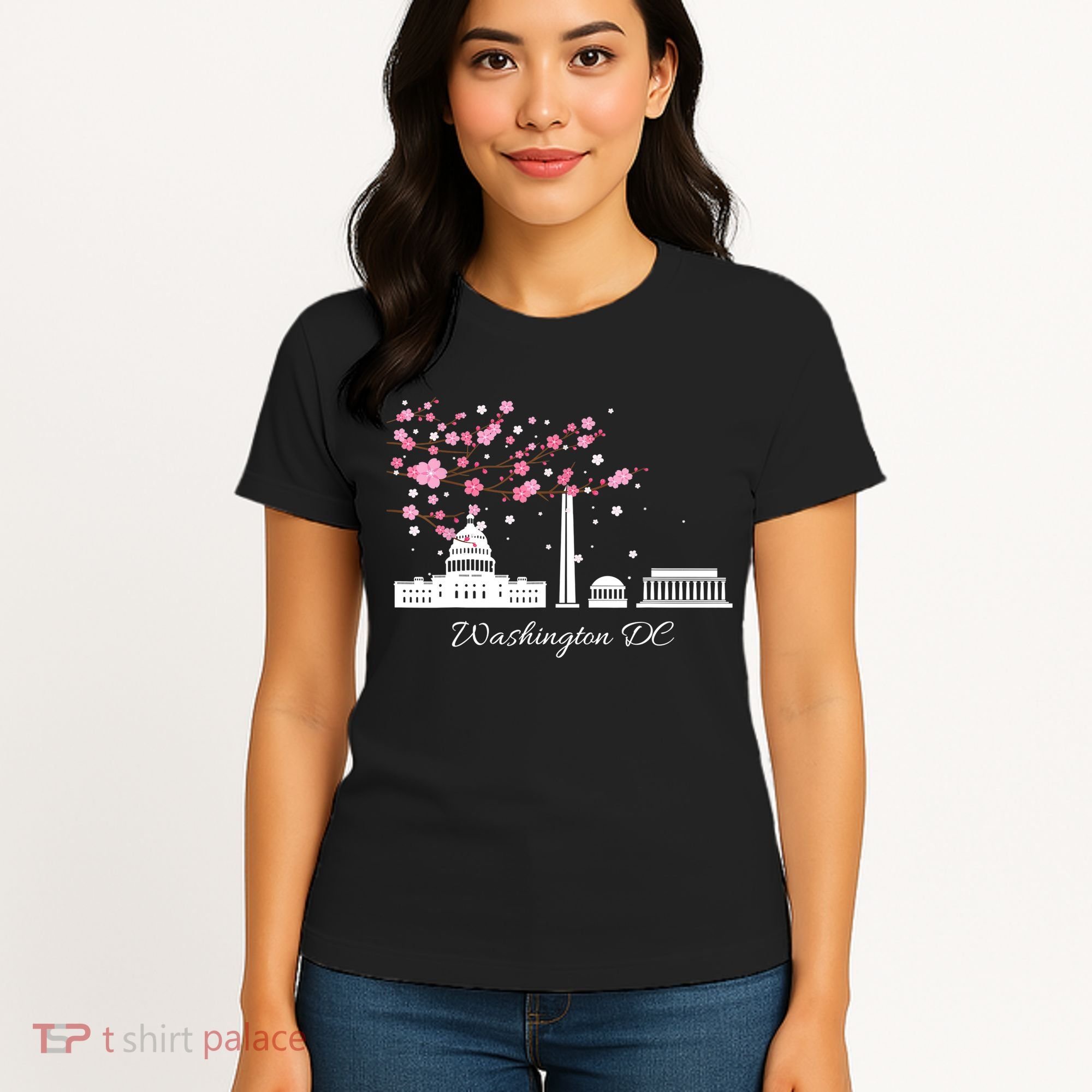 Washington DC Cherry Blossoms Monuments Memorials TShirt Women's T-Shirt