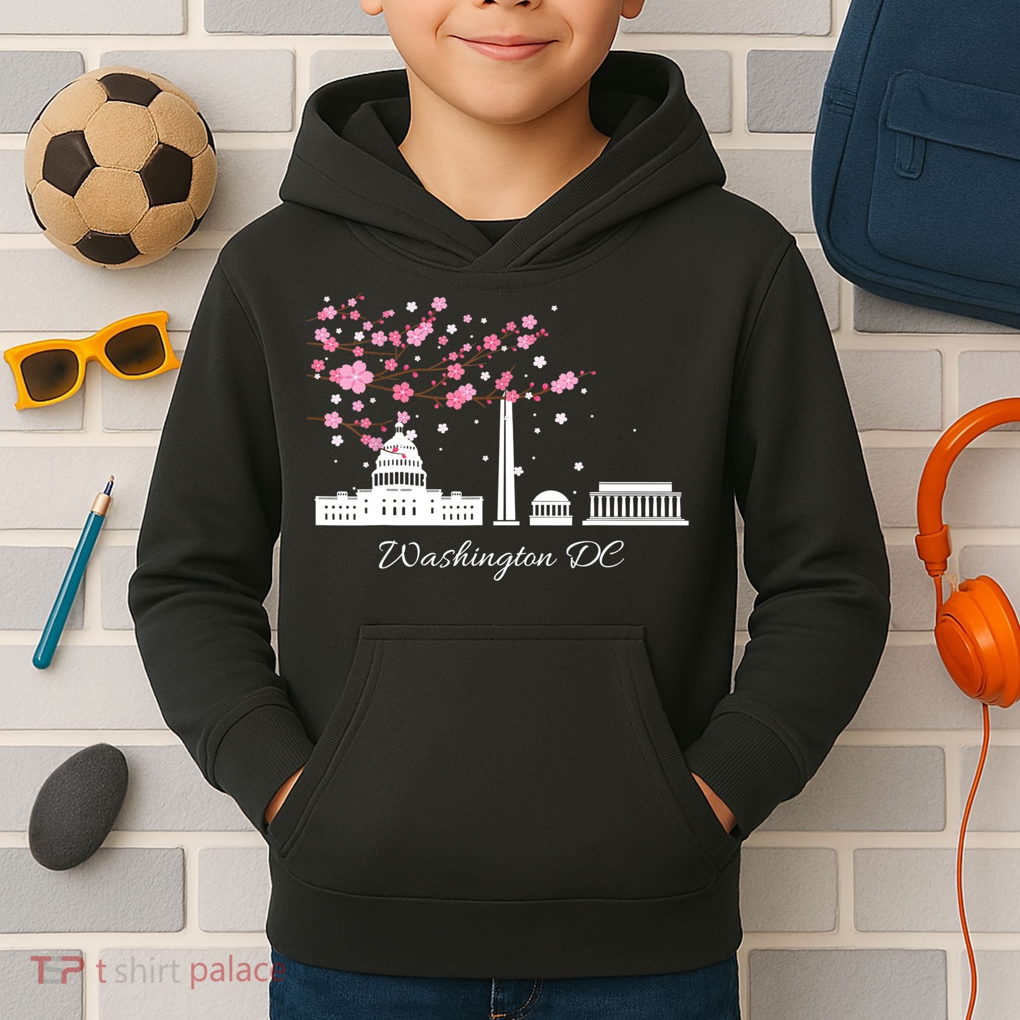Washington DC Cherry Blossoms Monuments Memorials TShirt Kids Hoodie