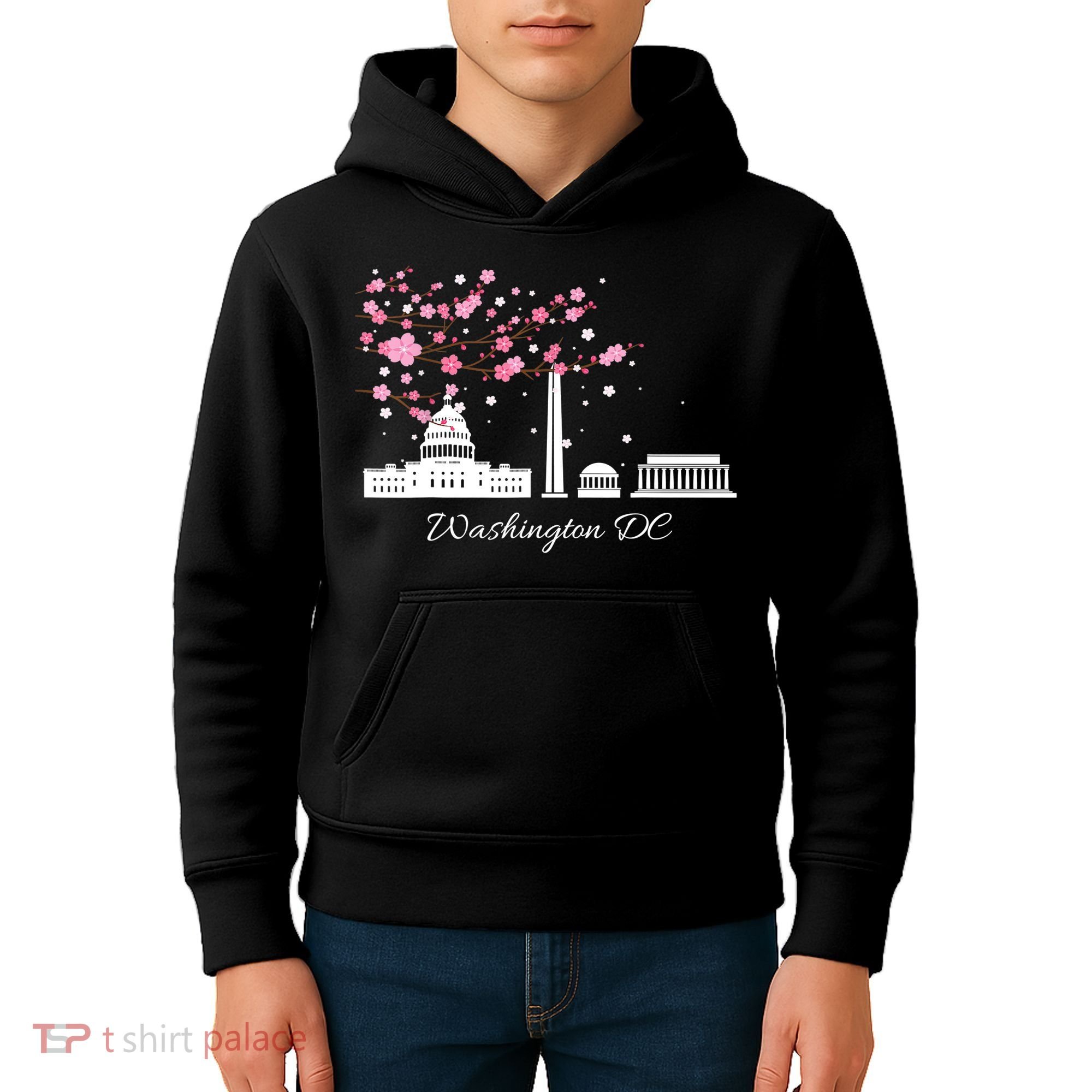 Washington DC Cherry Blossoms Monuments Memorials TShirt Kids Hoodie