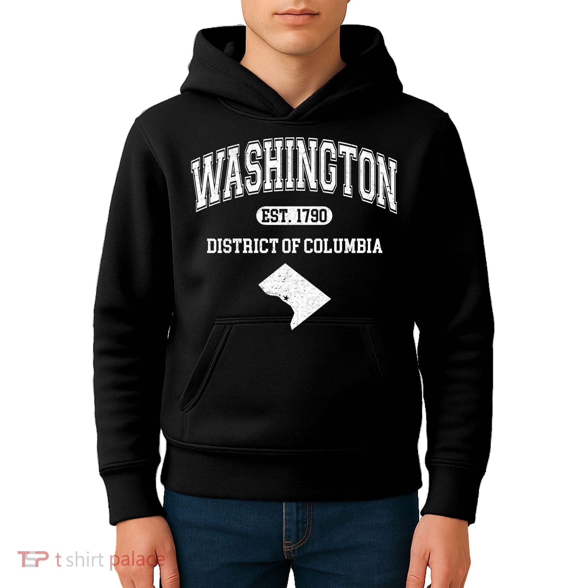 Washington DC District Of Columbia Est 1790 Varsity Kids Hoodie