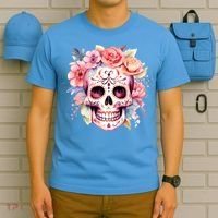 Watercolor Dia De Los Muertos Day Of The Dead Sugar Skull T-Shirt thumb 5