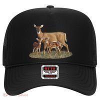 Whitetail Deer Doe And Cute Twin Fawns Wildlife Art Meaningful Gift Hat thumb 0