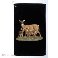 Whitetail Deer Doe And Cute Twin Fawns Wildlife Art Meaningful Gift Golf Towel thumb 0