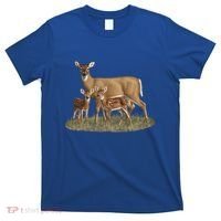 Whitetail Deer Doe And Cute Twin Fawns Wildlife Art Meaningful Gift T-Shirt thumb 0