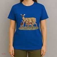 Whitetail Deer Doe And Cute Twin Fawns Wildlife Art Meaningful Gift T-Shirt thumb 4