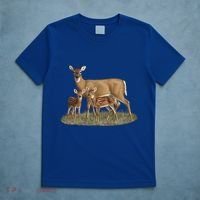 Whitetail Deer Doe And Cute Twin Fawns Wildlife Art Meaningful Gift T-Shirt thumb 5