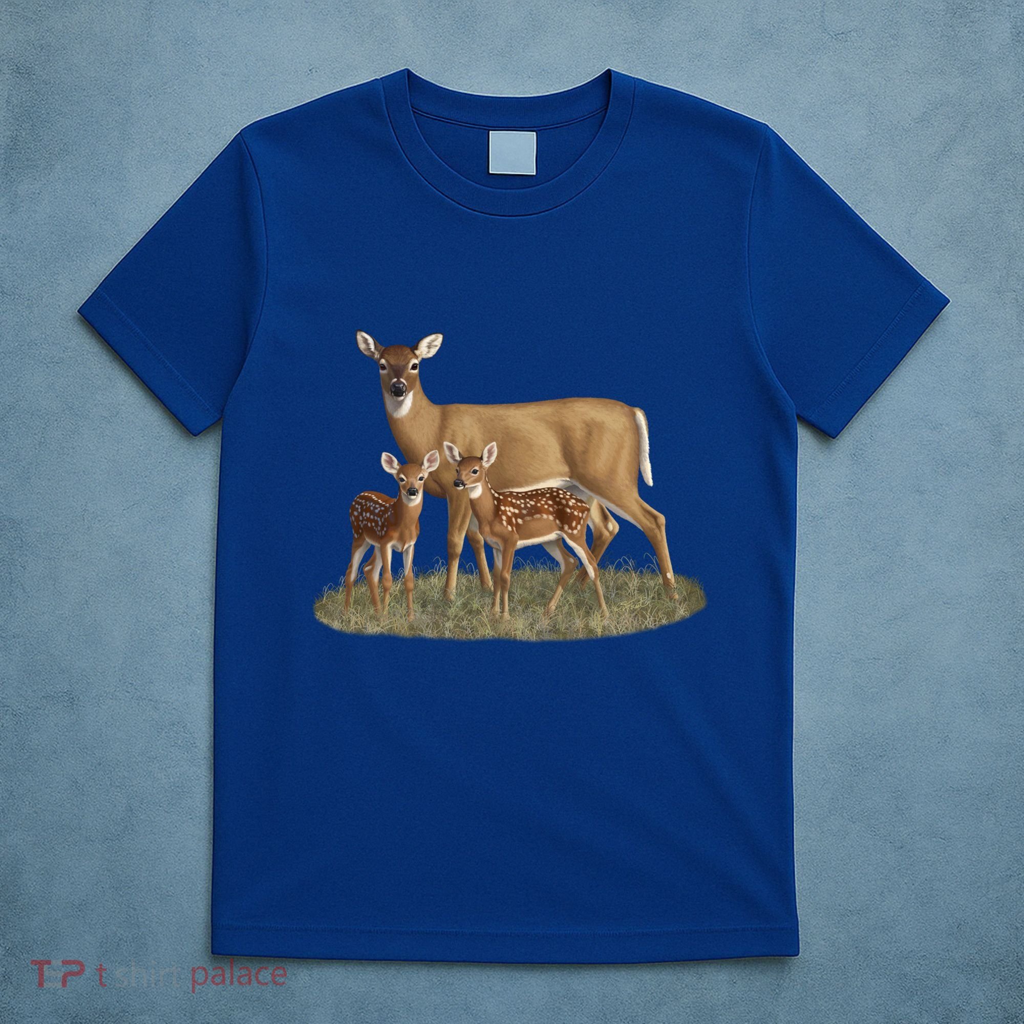 Whitetail Deer Doe And Cute Twin Fawns Wildlife Art Meaningful Gift T-Shirt