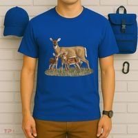 Whitetail Deer Doe And Cute Twin Fawns Wildlife Art Meaningful Gift T-Shirt thumb 6