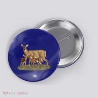 Whitetail Deer Doe And Cute Twin Fawns Wildlife Art Meaningful Gift Button thumb 0