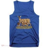 Whitetail Deer Doe And Cute Twin Fawns Wildlife Art Meaningful Gift Tank Top thumb 0