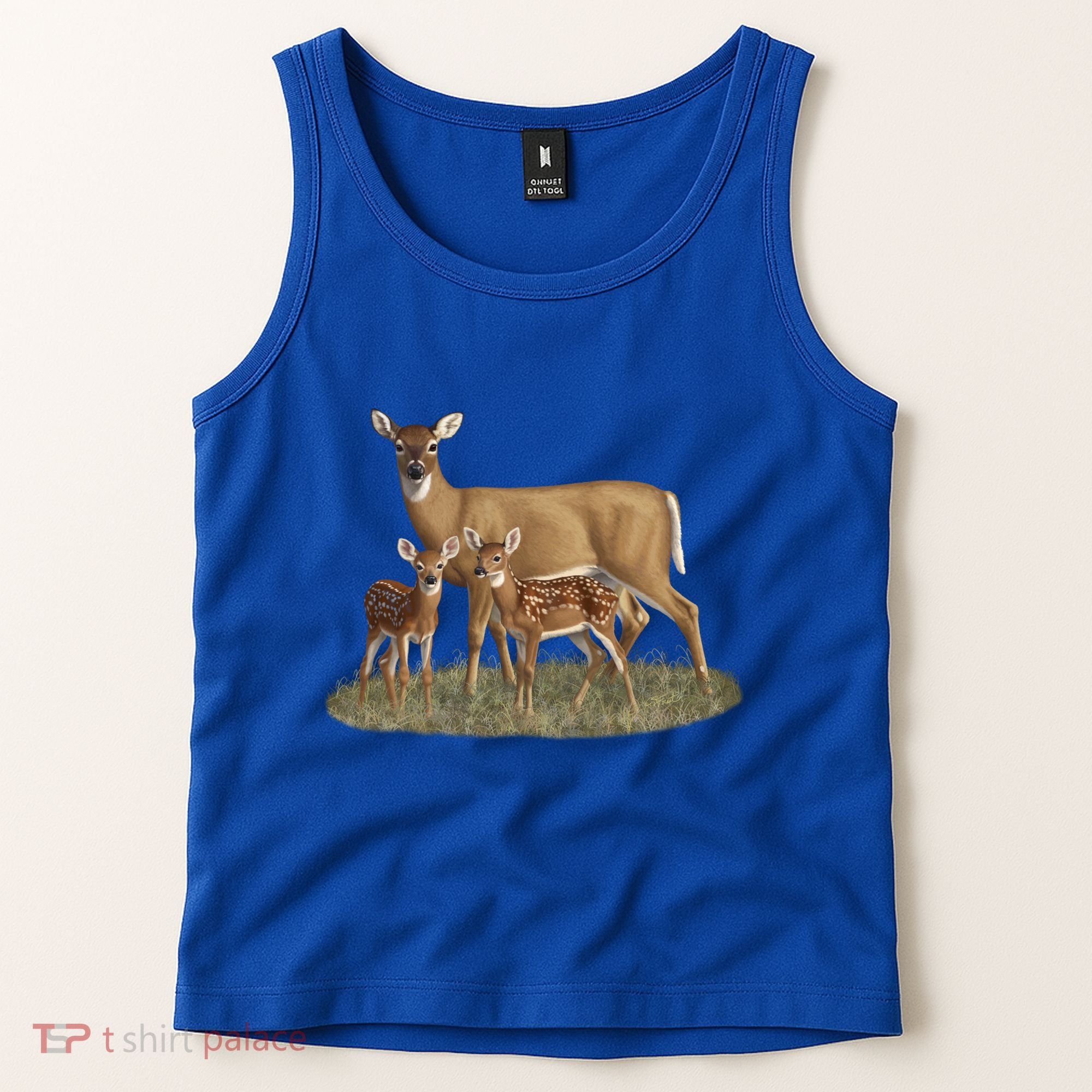 Whitetail Deer Doe And Cute Twin Fawns Wildlife Art Meaningful Gift Tank Top