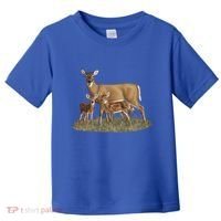 Whitetail Deer Doe And Cute Twin Fawns Wildlife Art Meaningful Gift Toddler T-Shirt thumb 0