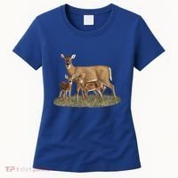 Whitetail Deer Doe And Cute Twin Fawns Wildlife Art Meaningful Gift Women's T-Shirt thumb 0