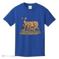 Whitetail Deer Doe And Cute Twin Fawns Wildlife Art Meaningful Gift Kids T-Shirt thumb 0