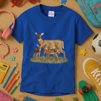Whitetail Deer Doe And Cute Twin Fawns Wildlife Art Meaningful Gift Kids T-Shirt thumb 3