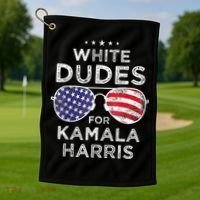 White Dudes For Kamala Harris Golf Towel thumb 1