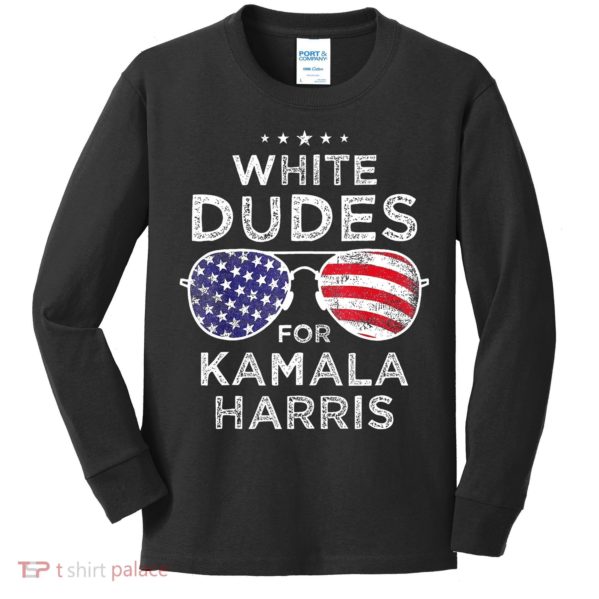 White Dudes For Kamala Harris Kids Long Sleeve Shirt
