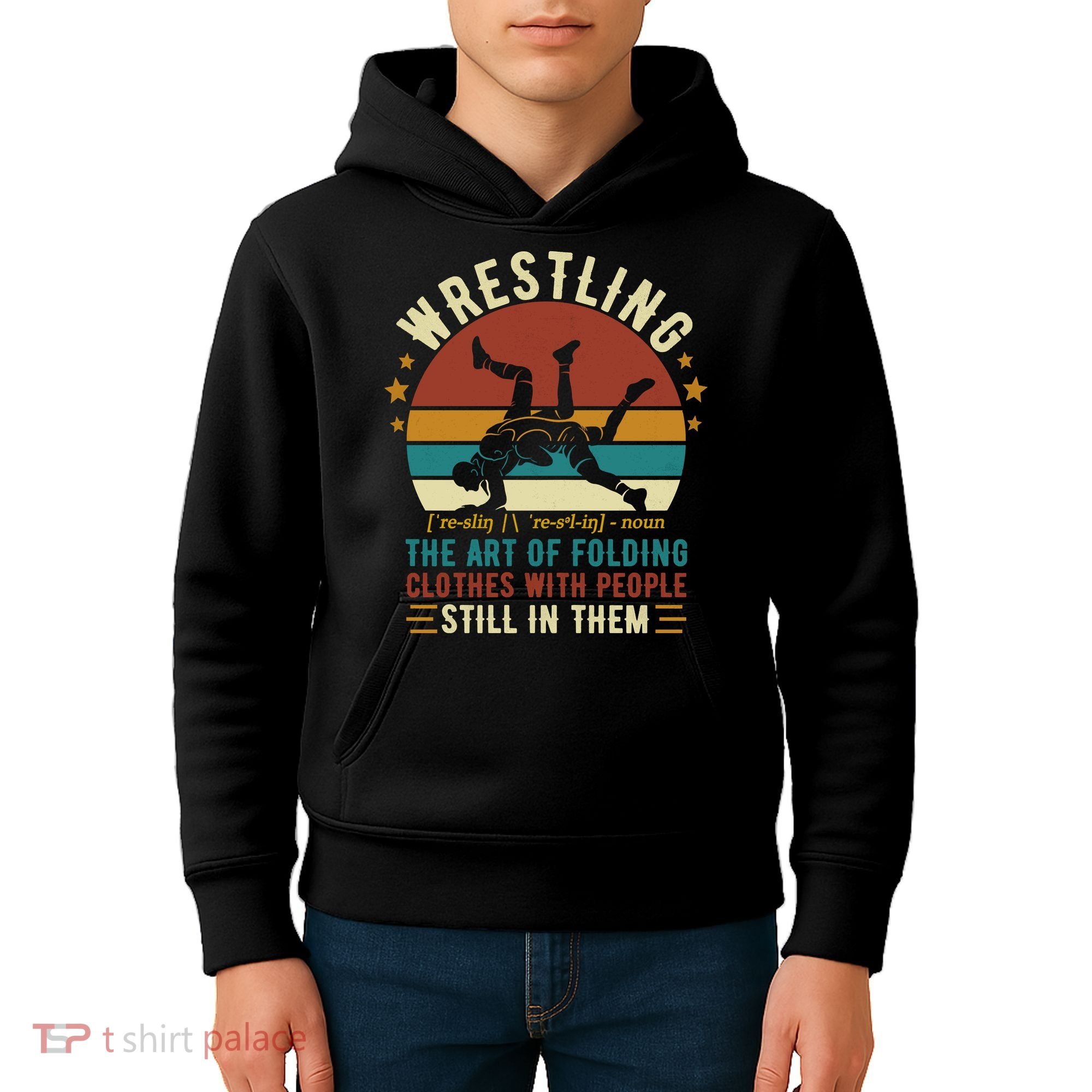 Wrestling Definition Funny Wrestle Women Boy Wrestling Kids Hoodie