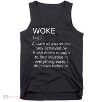 Woke Definition Funny Anti Woke Saying Anti Woke Tank Top thumb 0