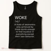 Woke Definition Funny Anti Woke Saying Anti Woke Tank Top thumb 2