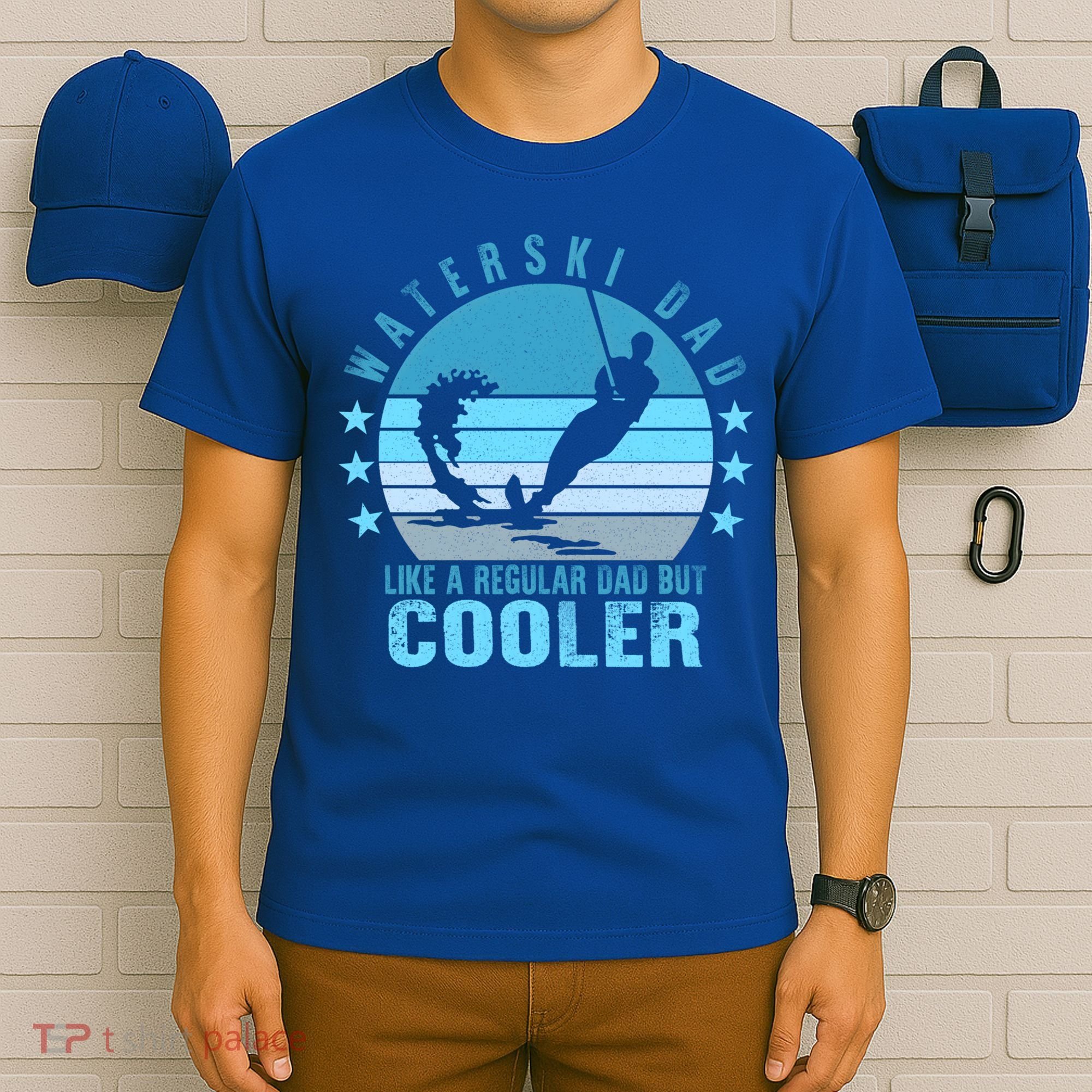 Waterski Dad Fathers Day Ski Lover Dad Water Skiing Rider Gift T-Shirt