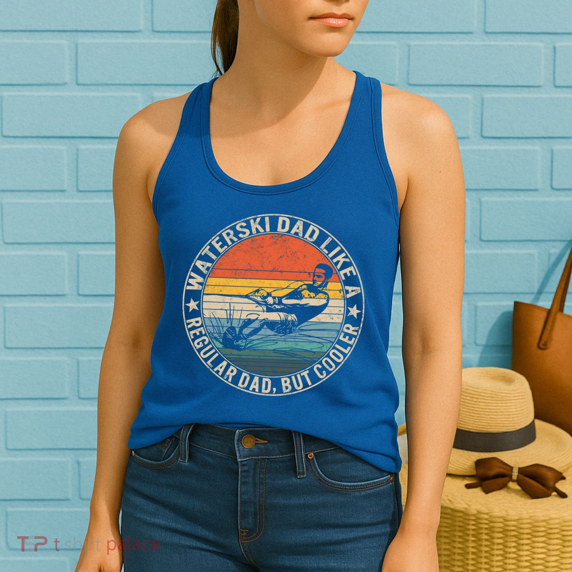 Waterski Dad Fathers Day Ski Lover Dad Water Skiing Rider Gift Women's Tank Top