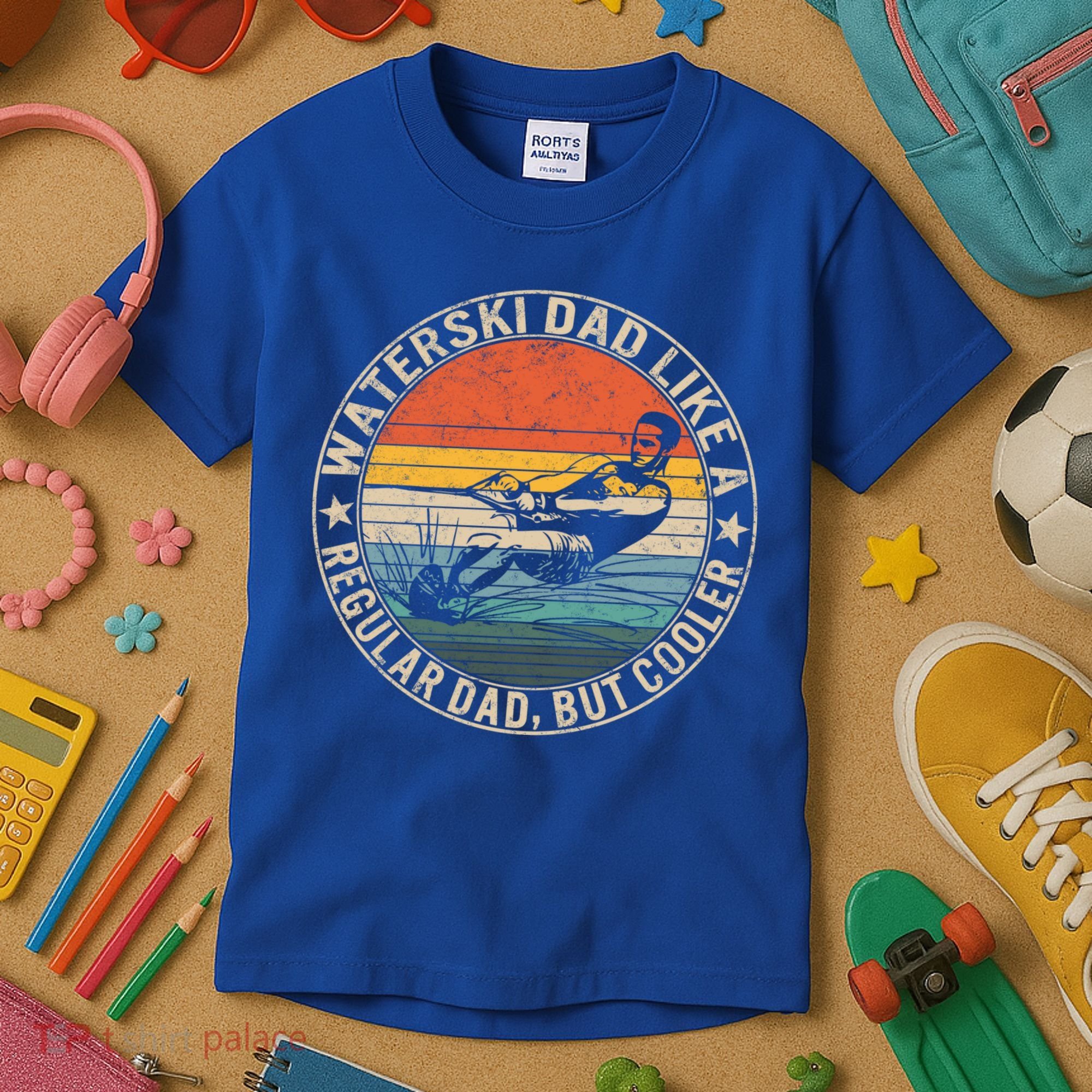Waterski Dad Fathers Day Ski Lover Dad Water Skiing Rider Gift Kids T-Shirt