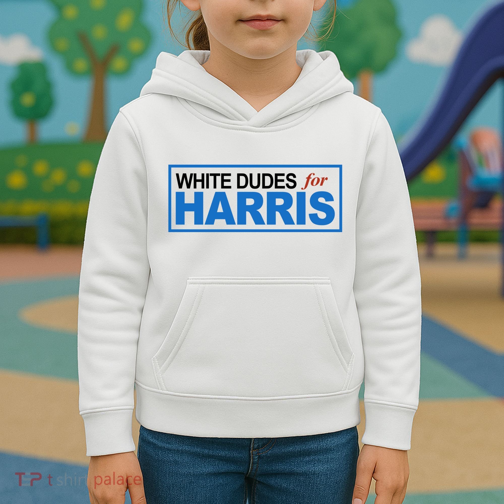 White Dudes For Kamala Harris Kids Hoodie